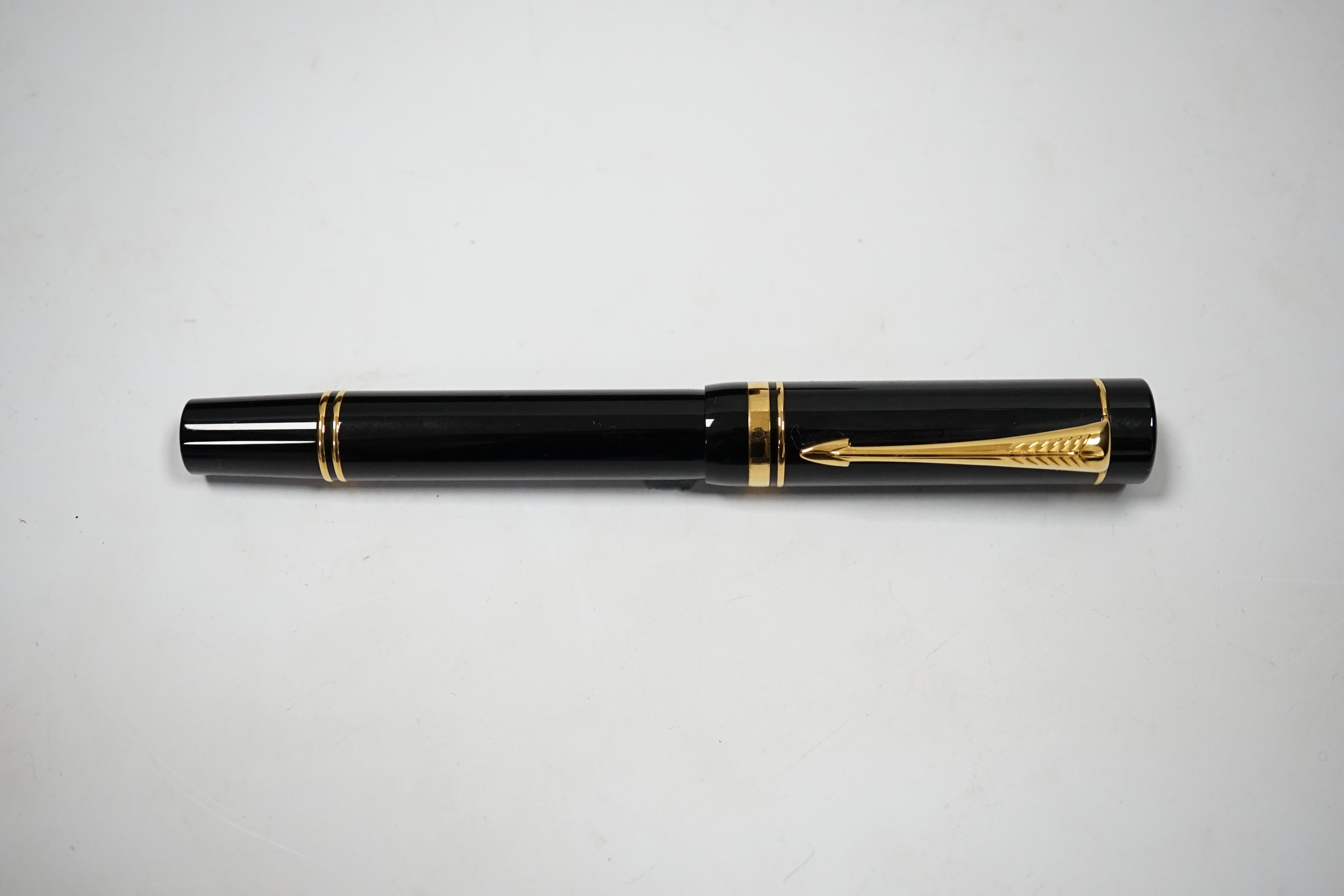 A Parker Duofold black centennial fountain pen for 'Memorial fund for Disaster Relief'